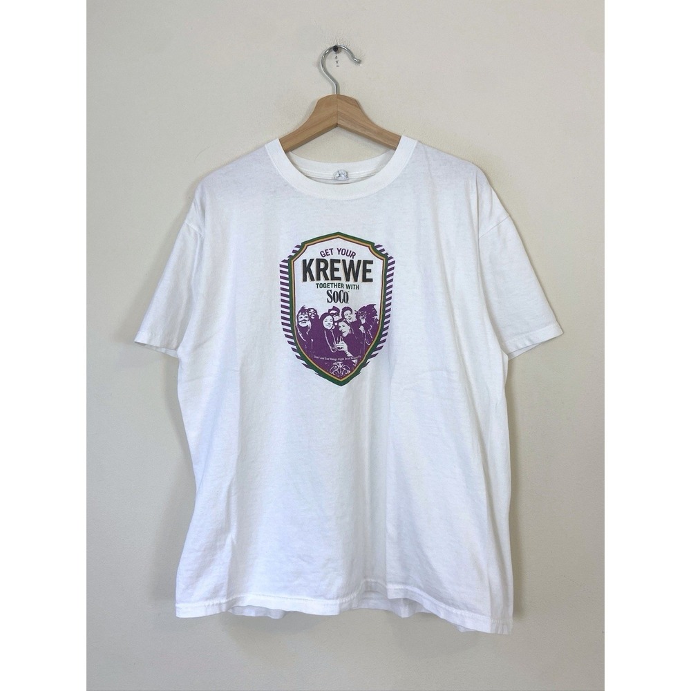Vintage‎ Get Together Mardi Gras Soco Whiskey Drinking Promo Tee - XL